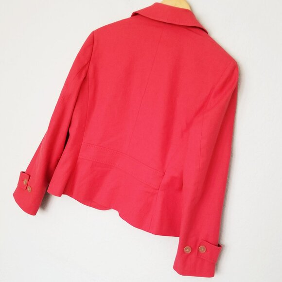 Talbots Cotton Linen Blend Blazer Jacket Women 12P Red Coral Single Button $169 - Picture 12 of 16